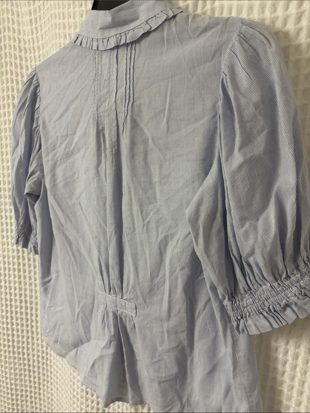 Trovata Birds of Paradis Ruffle Collar Pinstripe Micro Stripe Gemma Blouse XS - Picture 6 of 6